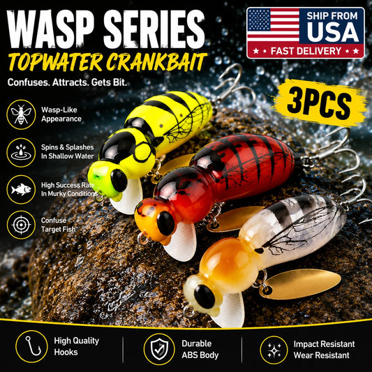 Kingdom 3Pcs Wasp Minnow Topwater Fishing Lure