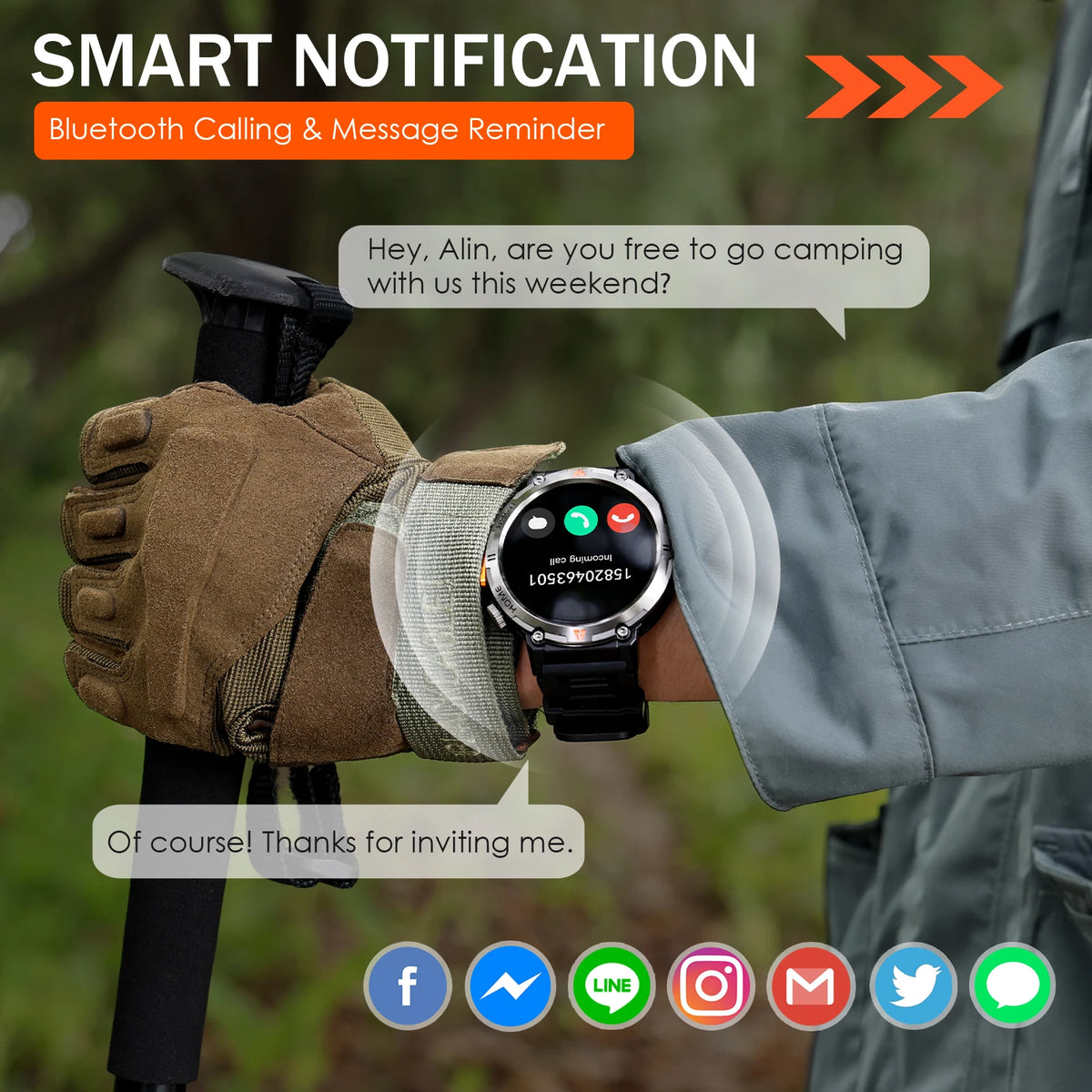 EIGIIS KE3 Bluetooth Smartwatch With Heart Rate Monitor