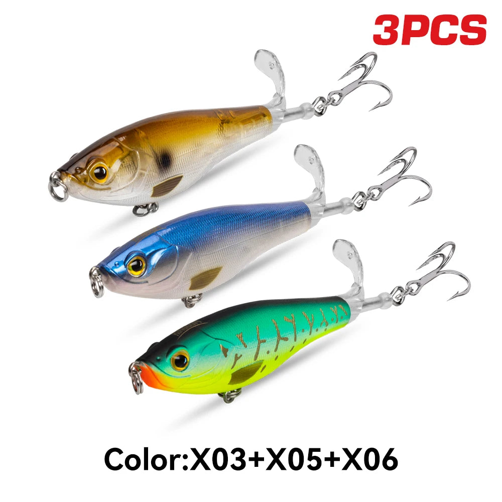 Kingdom 3Pcs Floating Fishing Lures With Rotating Tail