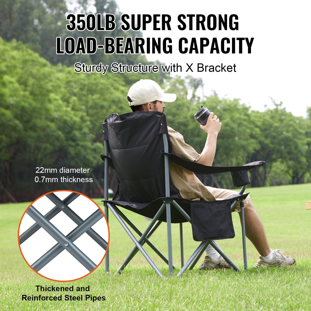 VEVOR Padded Folding Camping Chair With Armrests