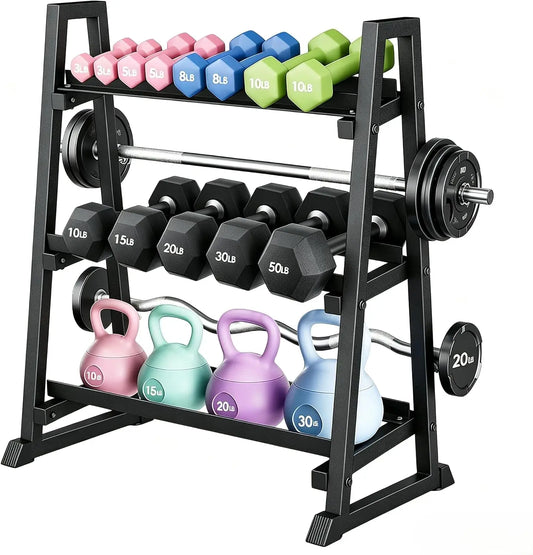 HiMISS 3-Tier Trapezoidal Dumbbell Rack With Steel Base