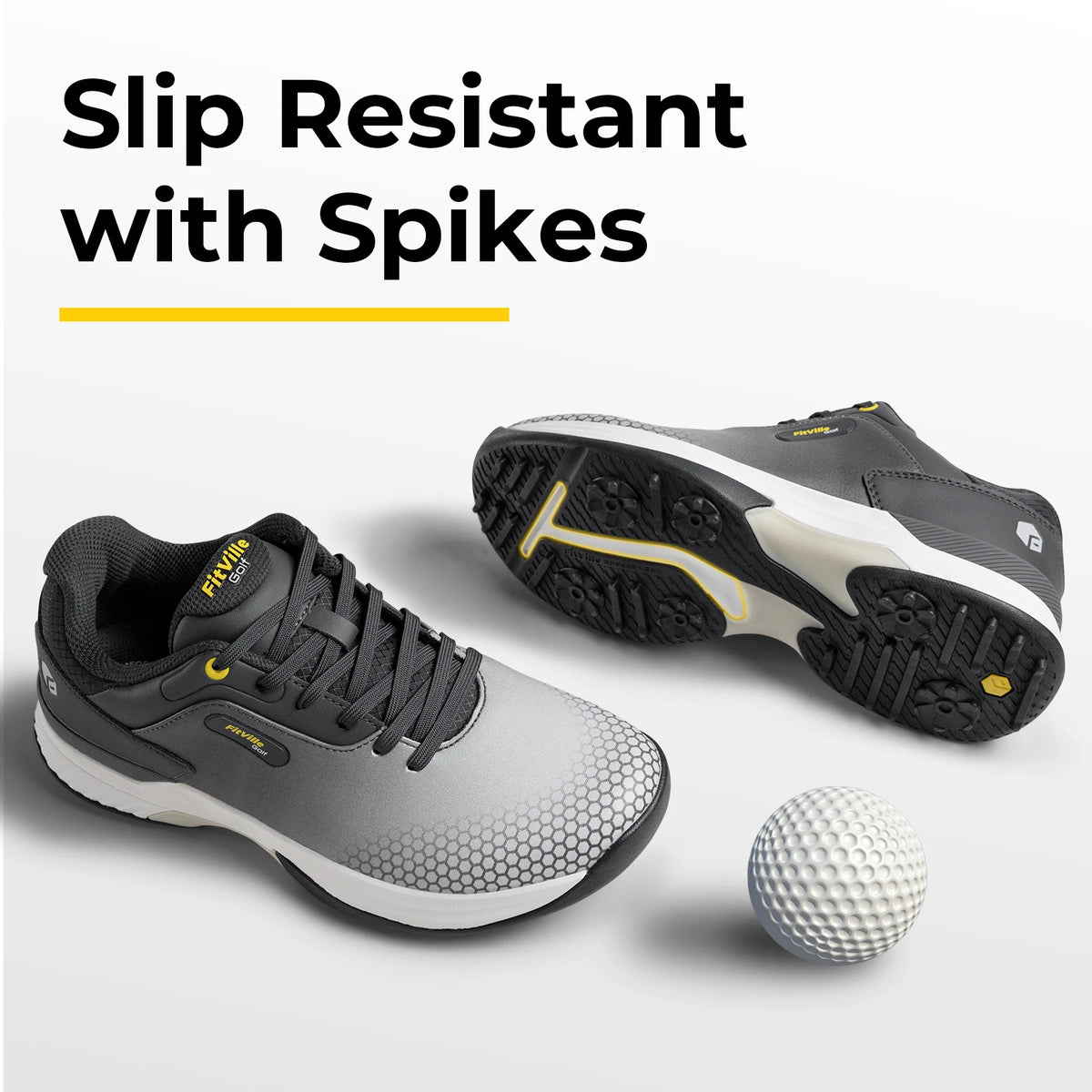 FitVille Men's Comfortable Non Slip Golf Shoes