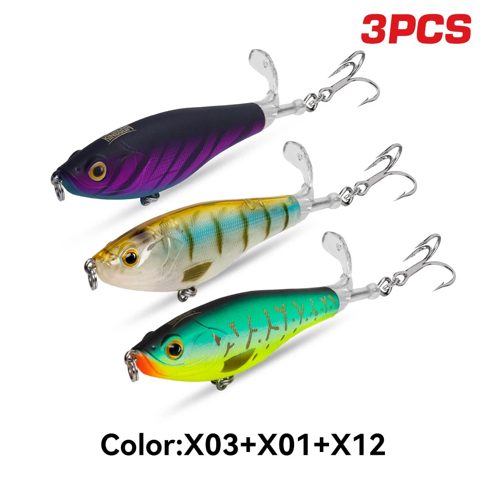 Kingdom 3Pcs Floating Fishing Lures With Rotating Tail