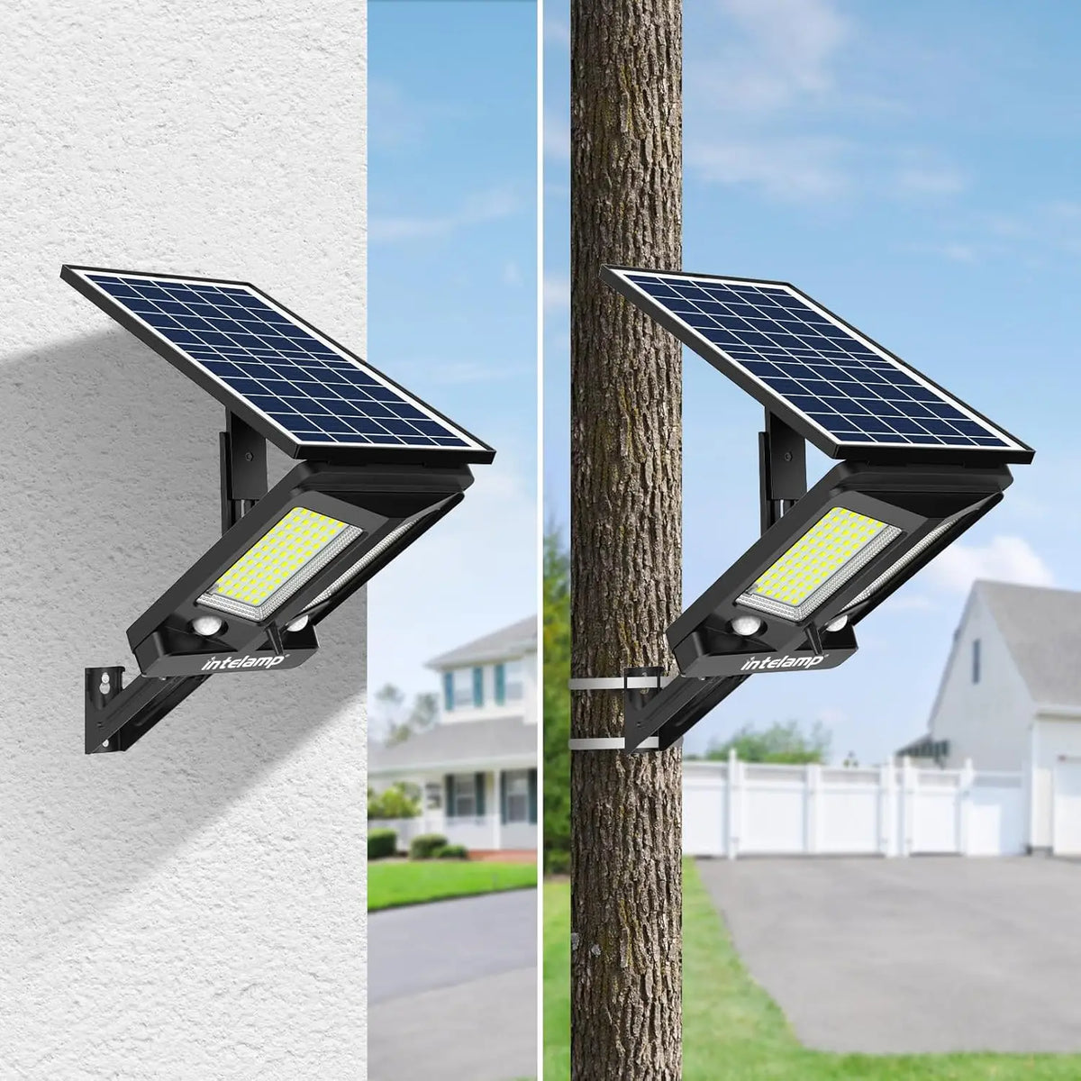 Intelamp Solar Street Light With Dual Motion Sensor