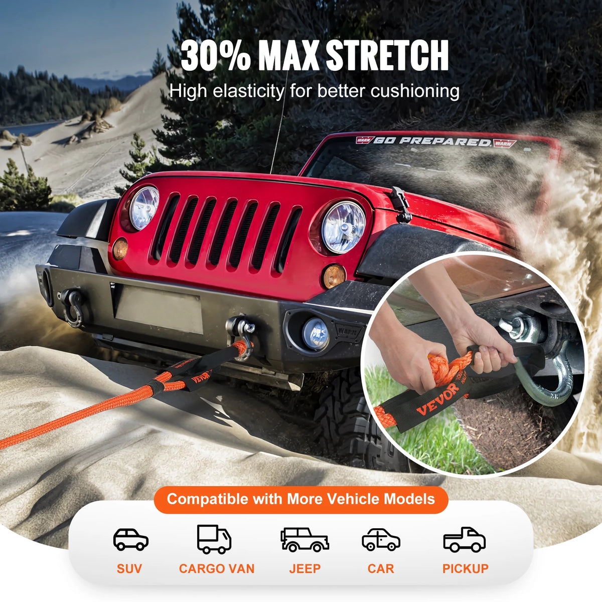 SucceBuy 20 Inch Nylon Offroad Recovery Tow Strap