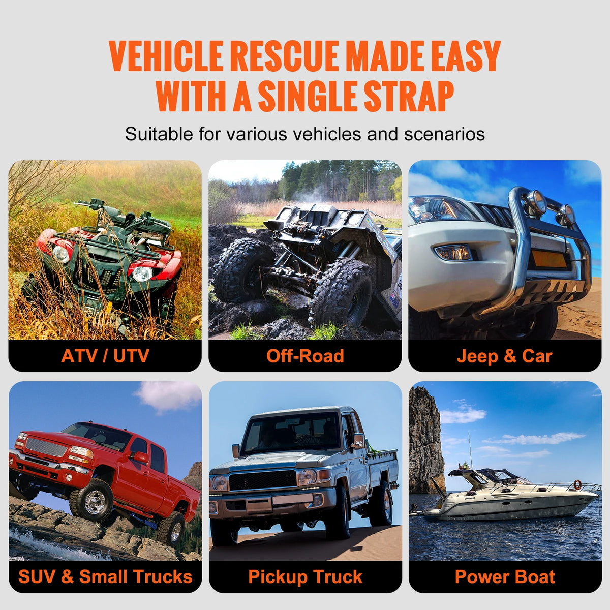 SucceBuy 20 Inch Nylon Offroad Recovery Tow Strap