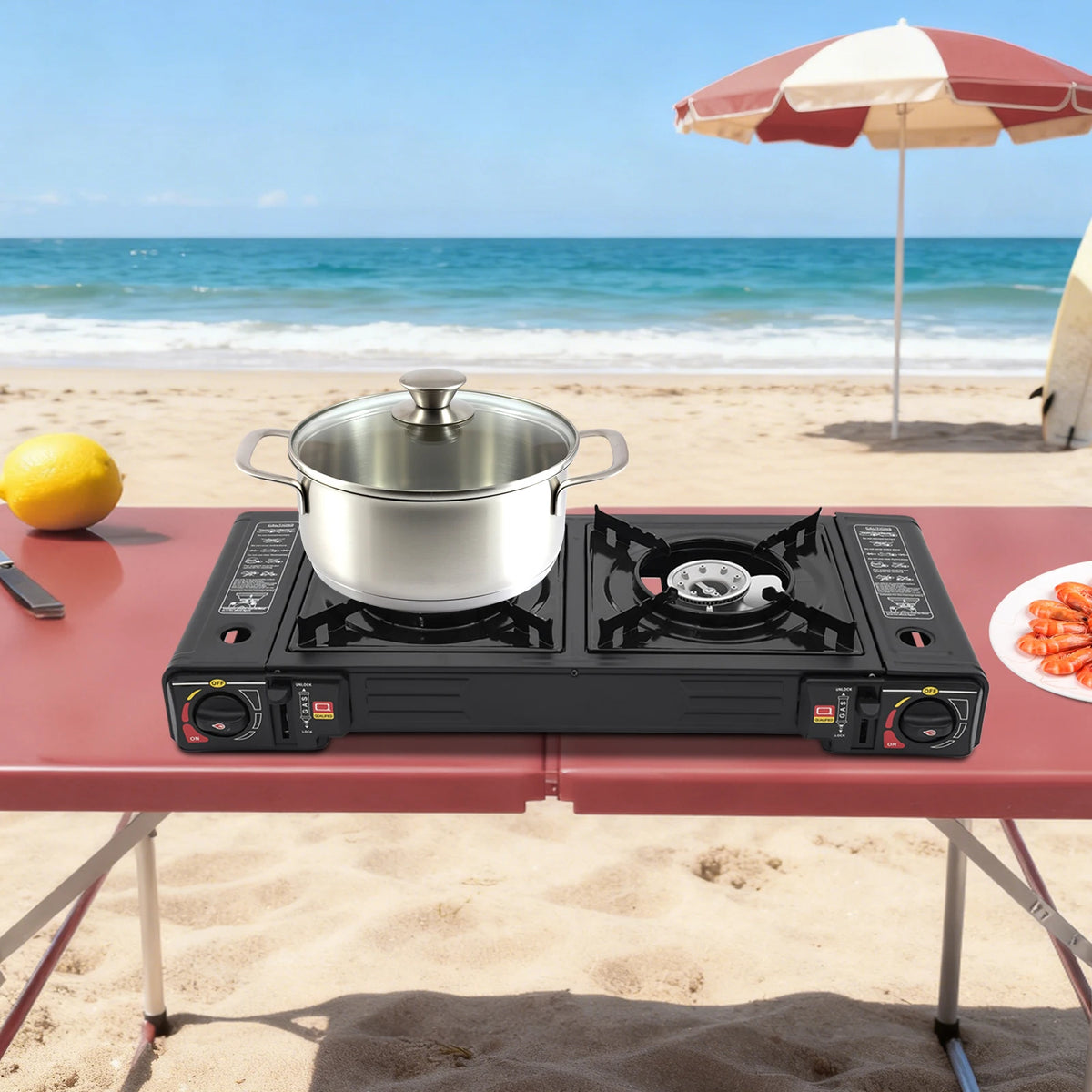 Portable Two Burner Camping Stove With Auto Ignition