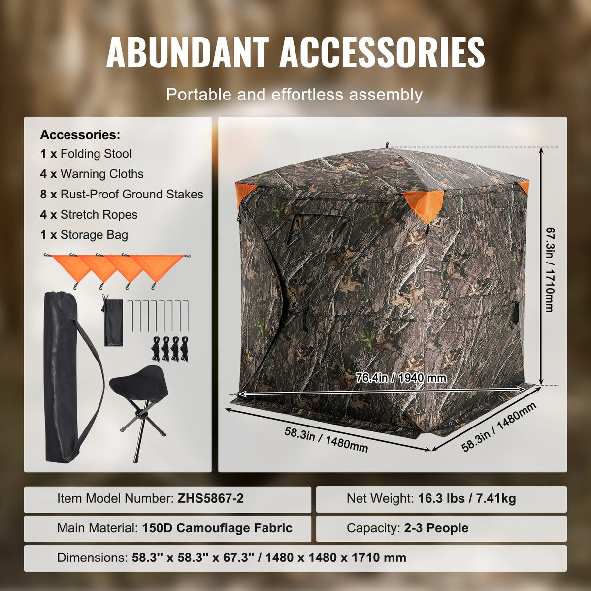 SucceBuy Hunting Ground Blind With See Through Window
