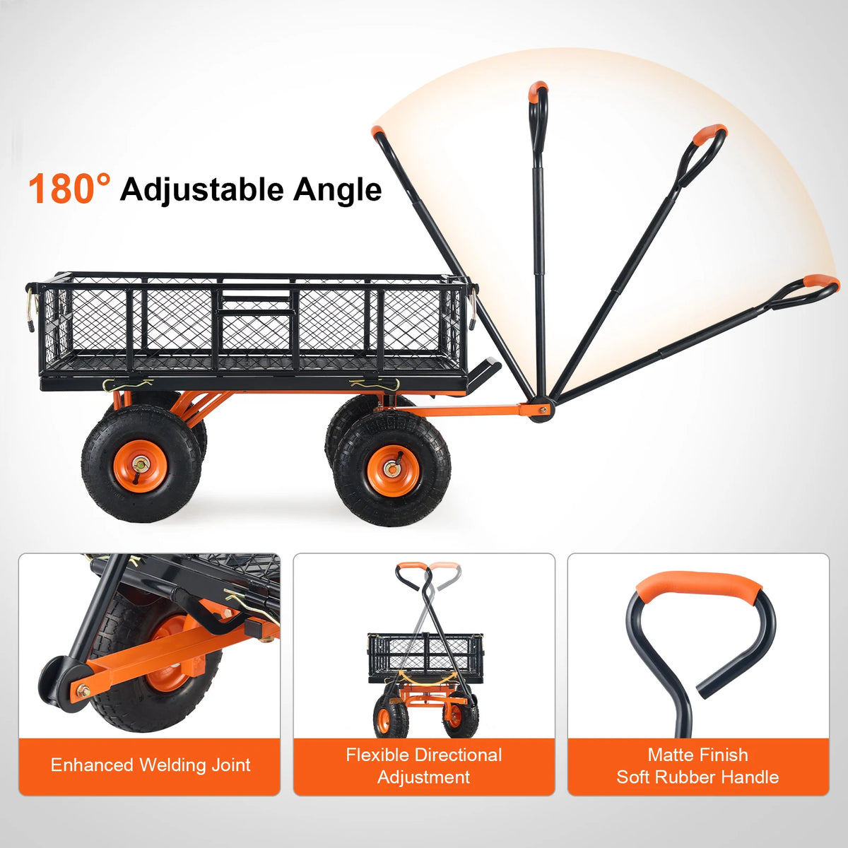 SucceBuy Heavy Duty Metal Garden Utility Wagon