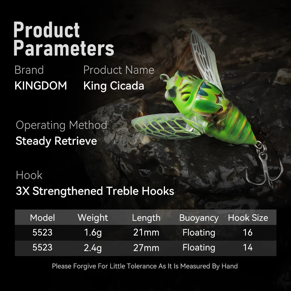 Kingdom 3pc Bionic Cicada Topwater Fishing Lure