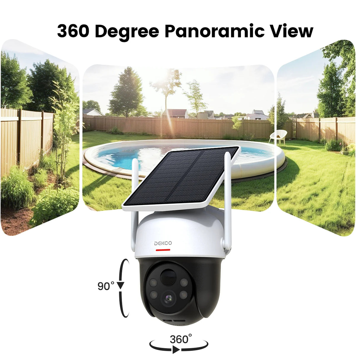 Dekco 3MP Solar WiFi Security Camera PTZ