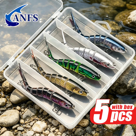 ANFS Five Piece Jointed Swim Bait Fishing Lure Kit
