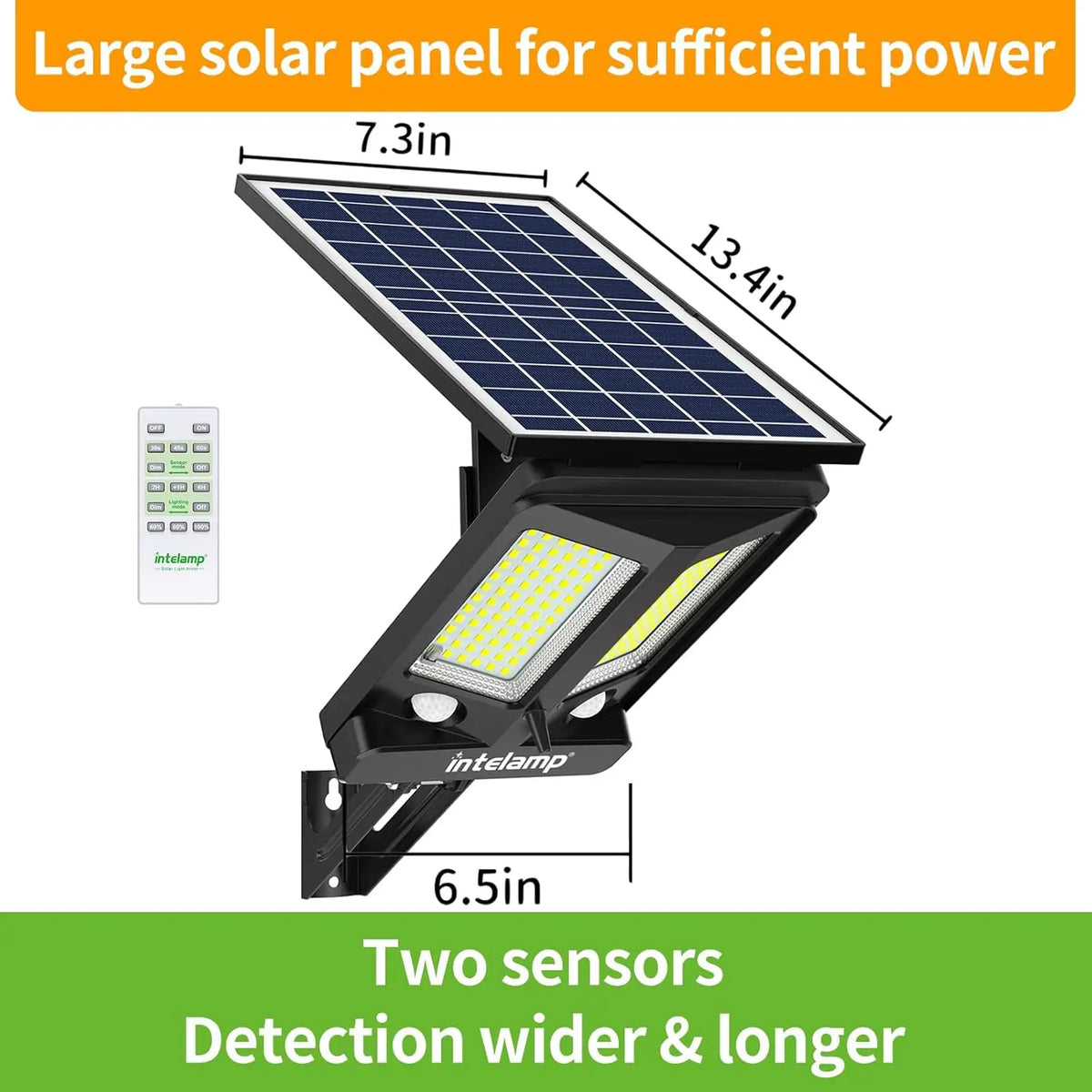 Intelamp Solar Street Light With Dual Motion Sensor