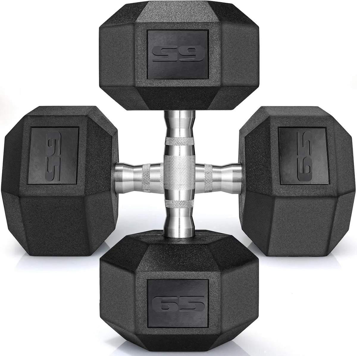 Rubber Hex Dumbbell Hand Weight Set Cast Iron