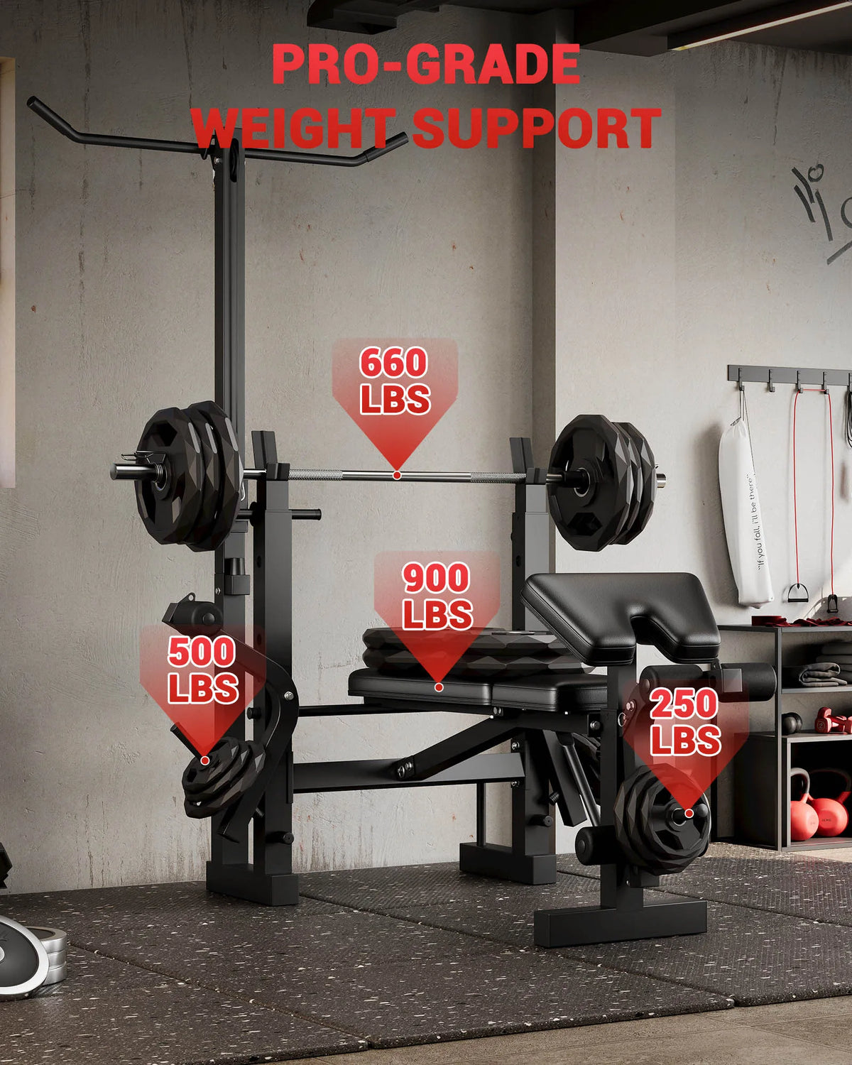 HiMiss Adjustable 4 In 1 Weight Bench Set