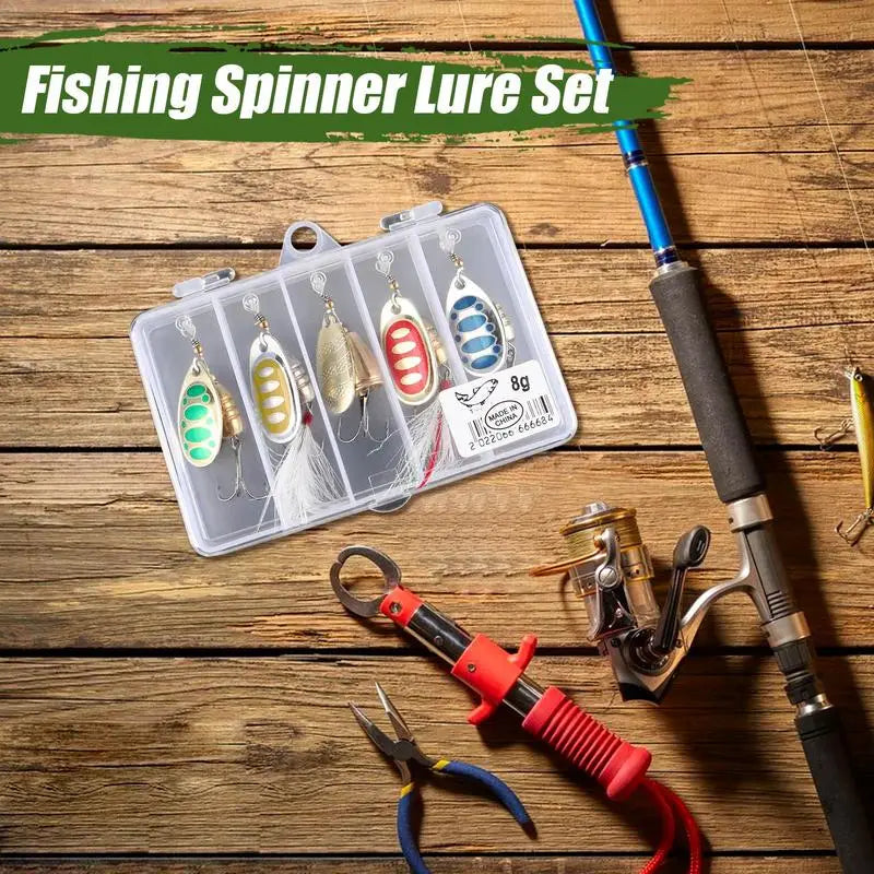 Metal Spinnerbait Lure Kit With Tackle Box For Fishing