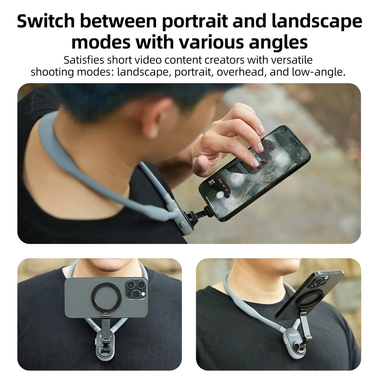 Telesin Silicone Magnetic Neck Mount Phone Stand