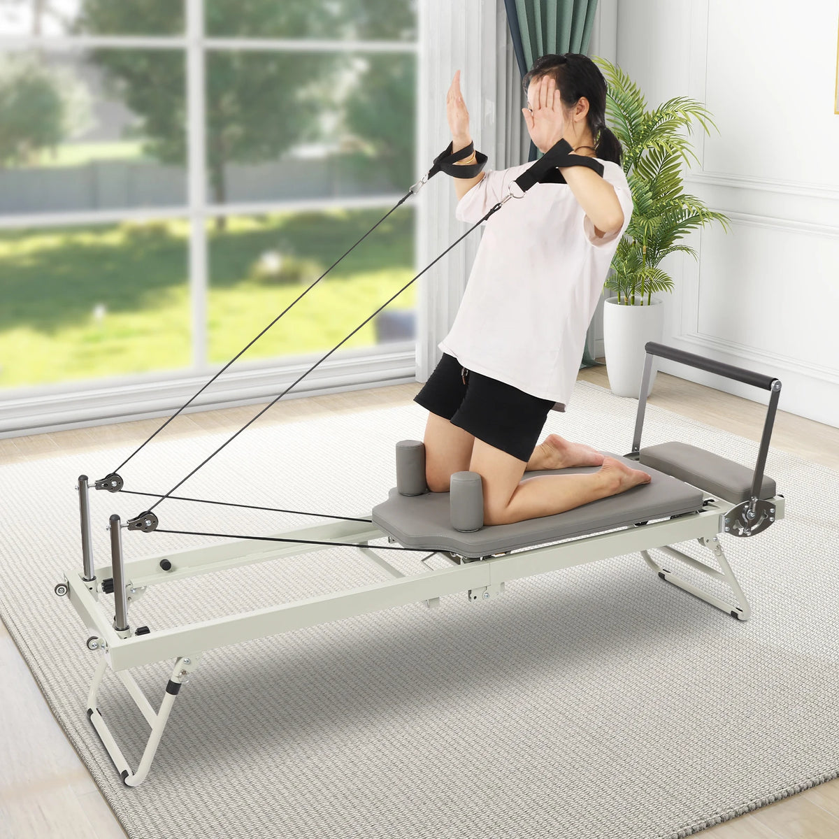 Foldable Pilates Reformer With Steel Frame