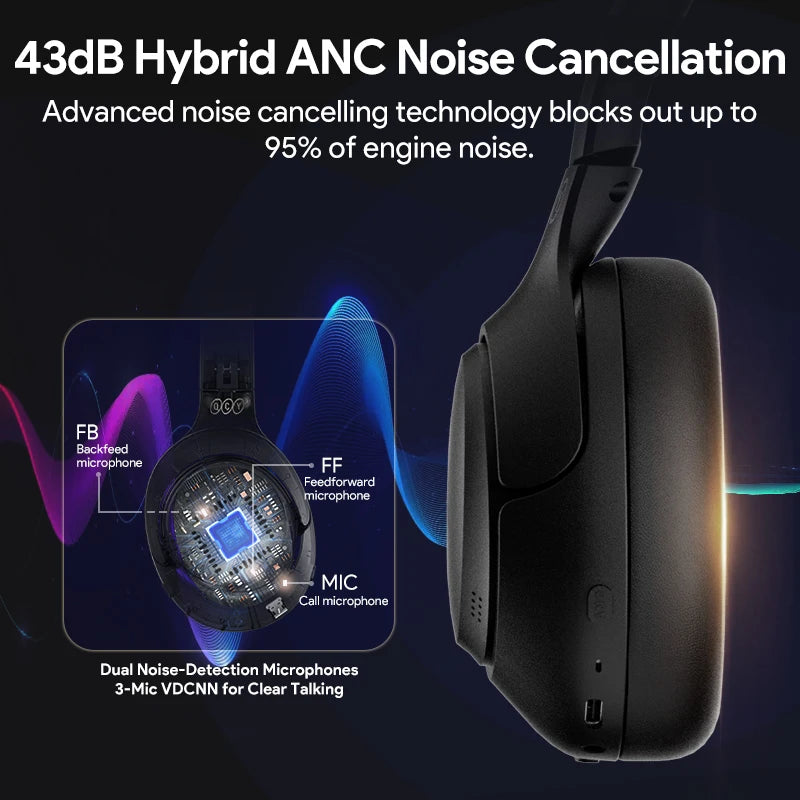 Qcy H3 Wireless Headphones 43Db ANC Bluetooth 5.4