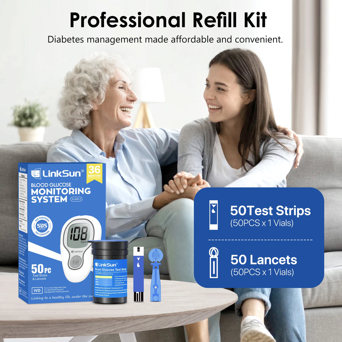 Linksun Digital Blood Glucose Meter Kit