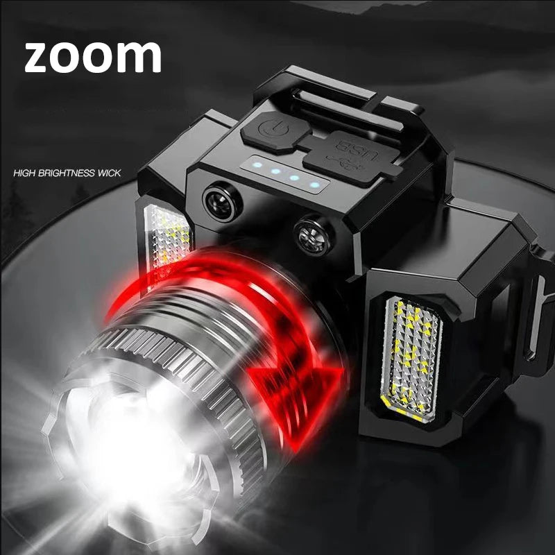 Rechargeable LED Sensor Headlamp for Camping Searchlight