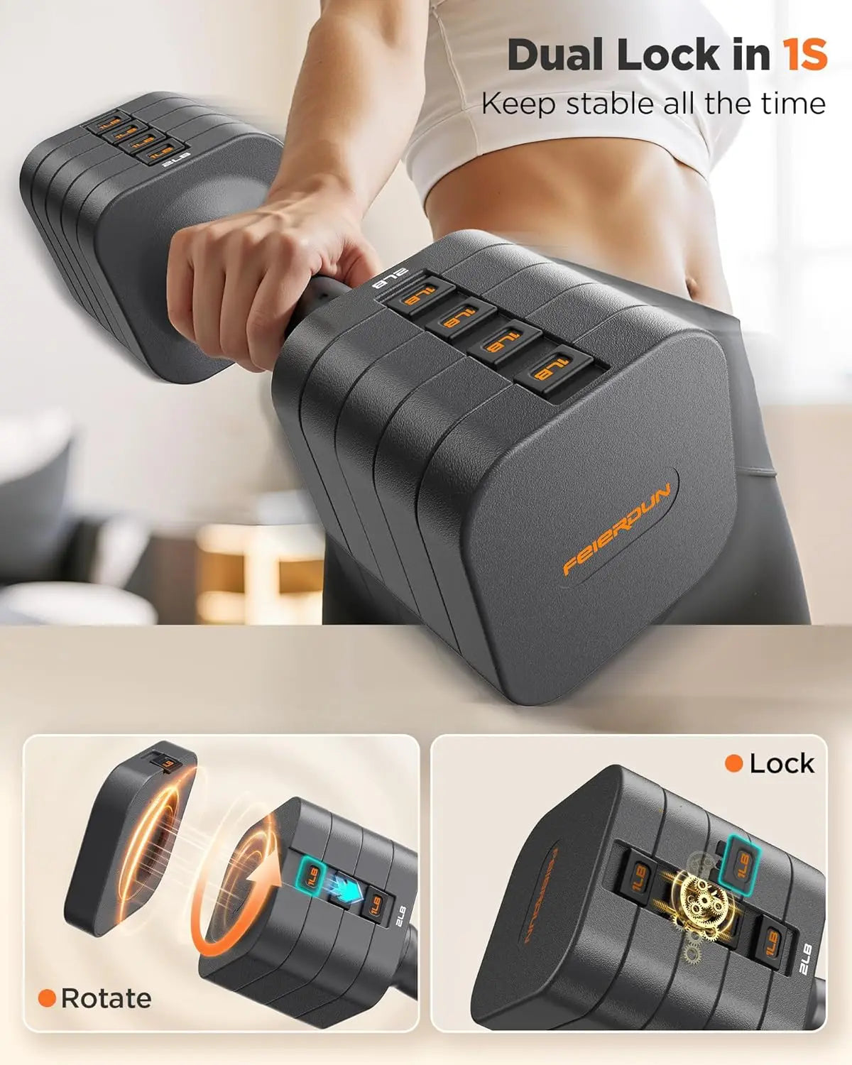 Fed Fitness Adjustable Dumbbells Set For Strength Training