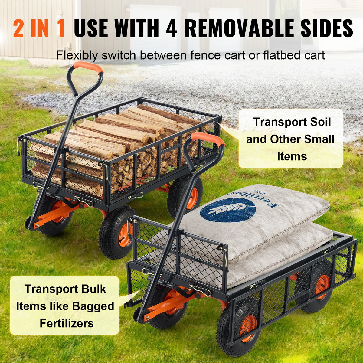 SucceBuy Heavy Duty Metal Garden Utility Wagon