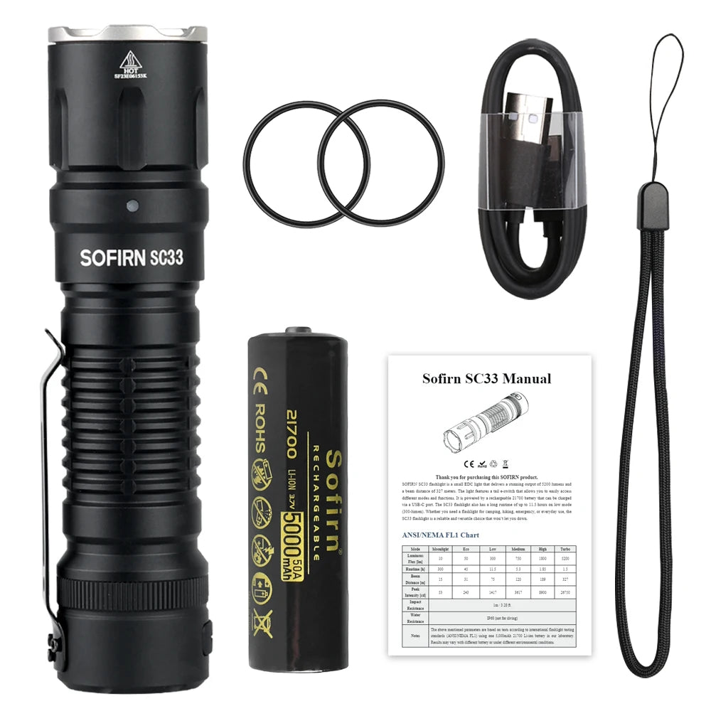 Sofirn SC33 XHP70.3 LED Tactical Flashlight