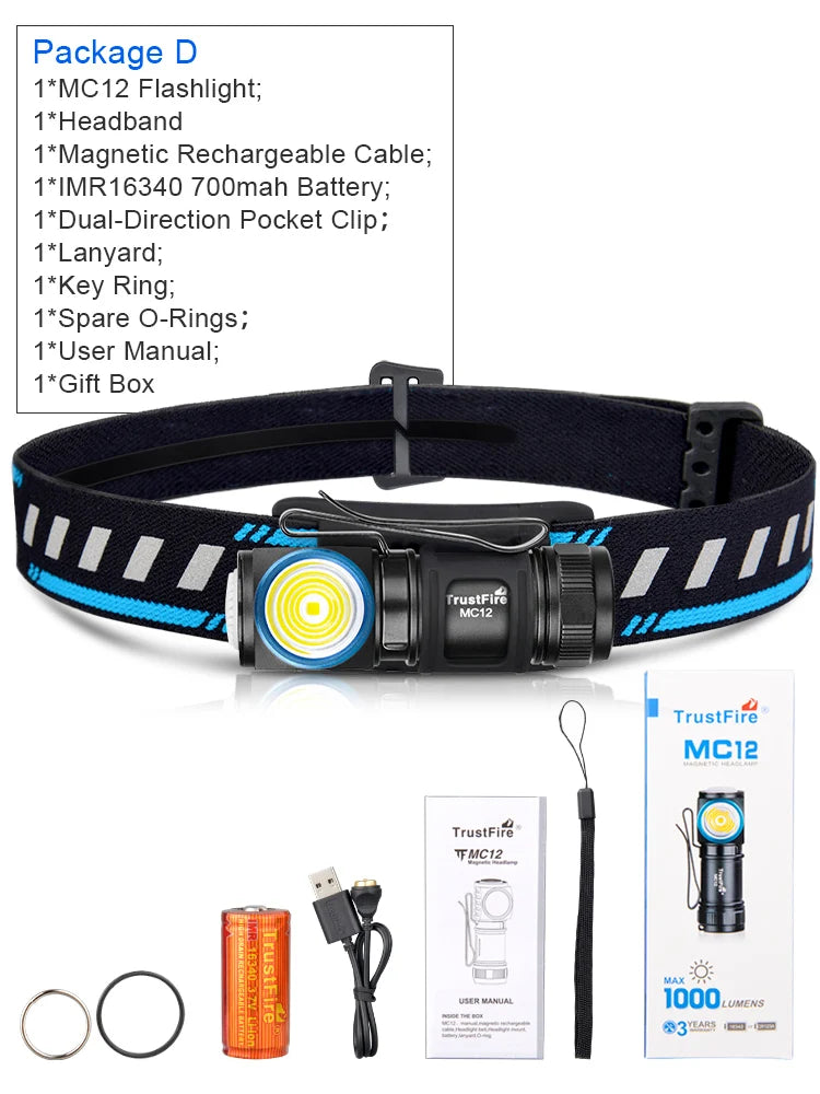 Trustfire Edc Headlamp Xpl Hi Cw Magnetic Battery