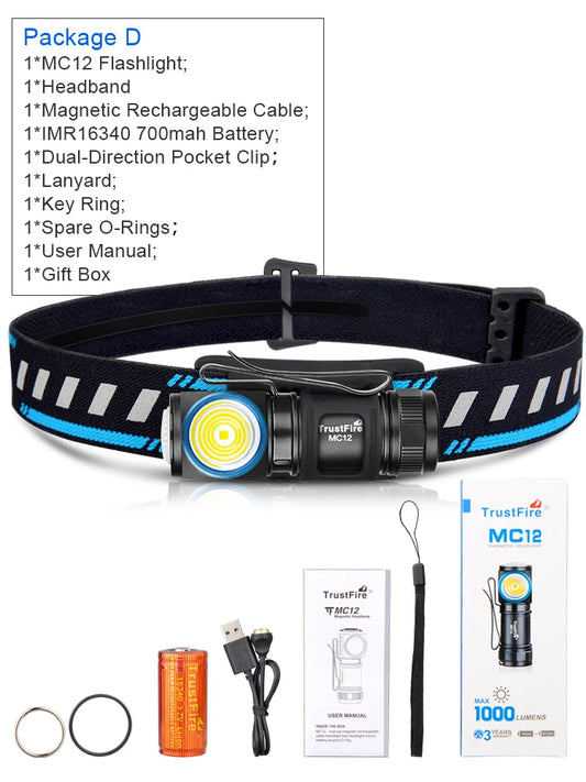 Trustfire Edc Headlamp Xpl Hi Cw Magnetic Battery