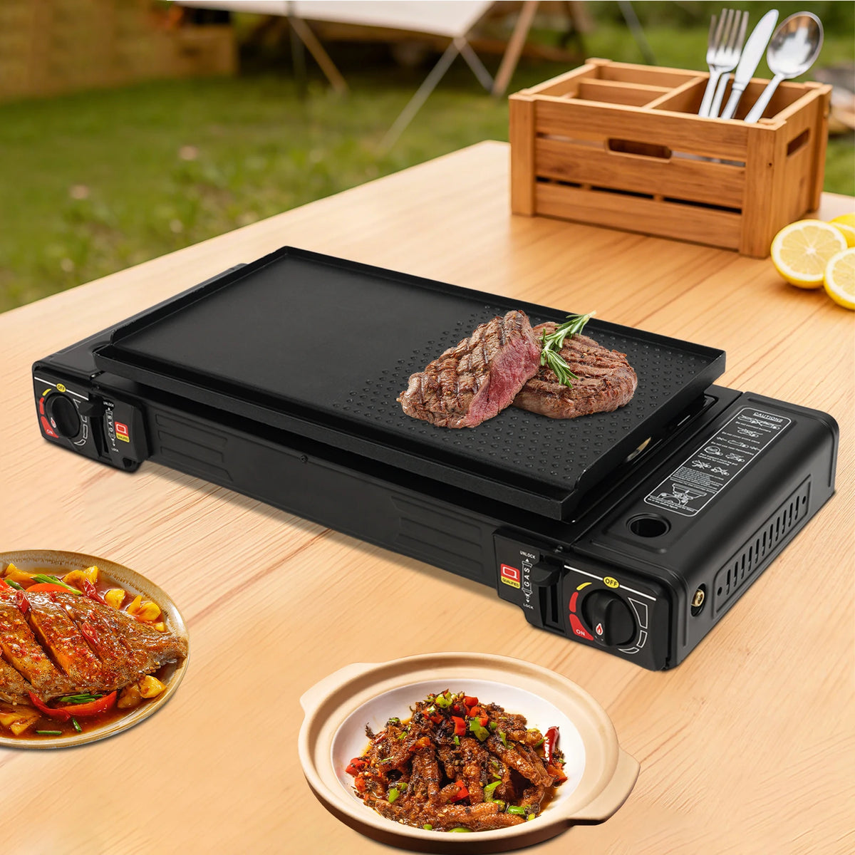 Portable Two Burner Camping Stove With Auto Ignition