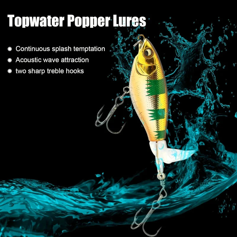 6 Piece Topwater Swim and Spiral Tail Lure Bass Trout