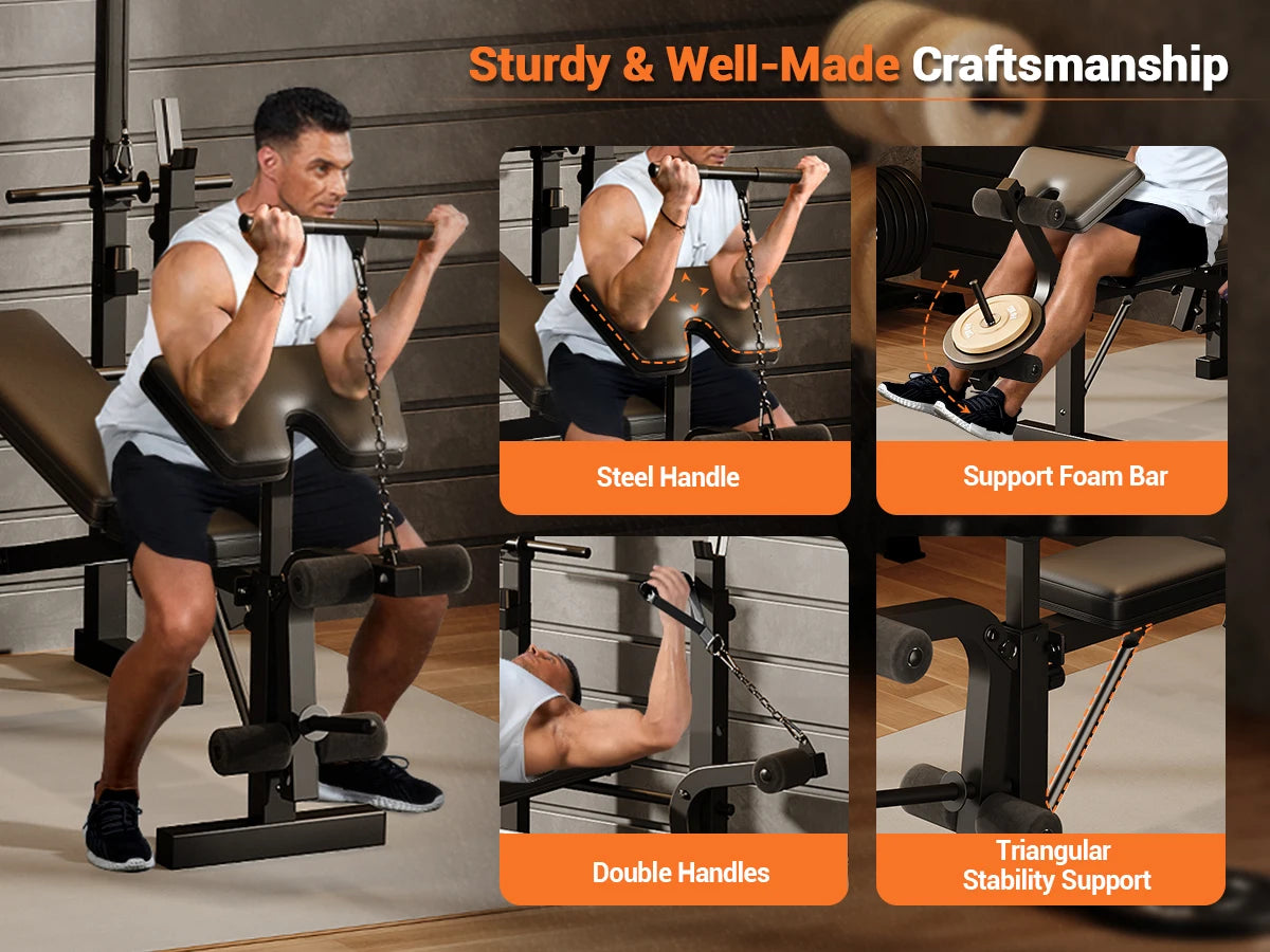 HiMiss Adjustable 4 In 1 Weight Bench Set