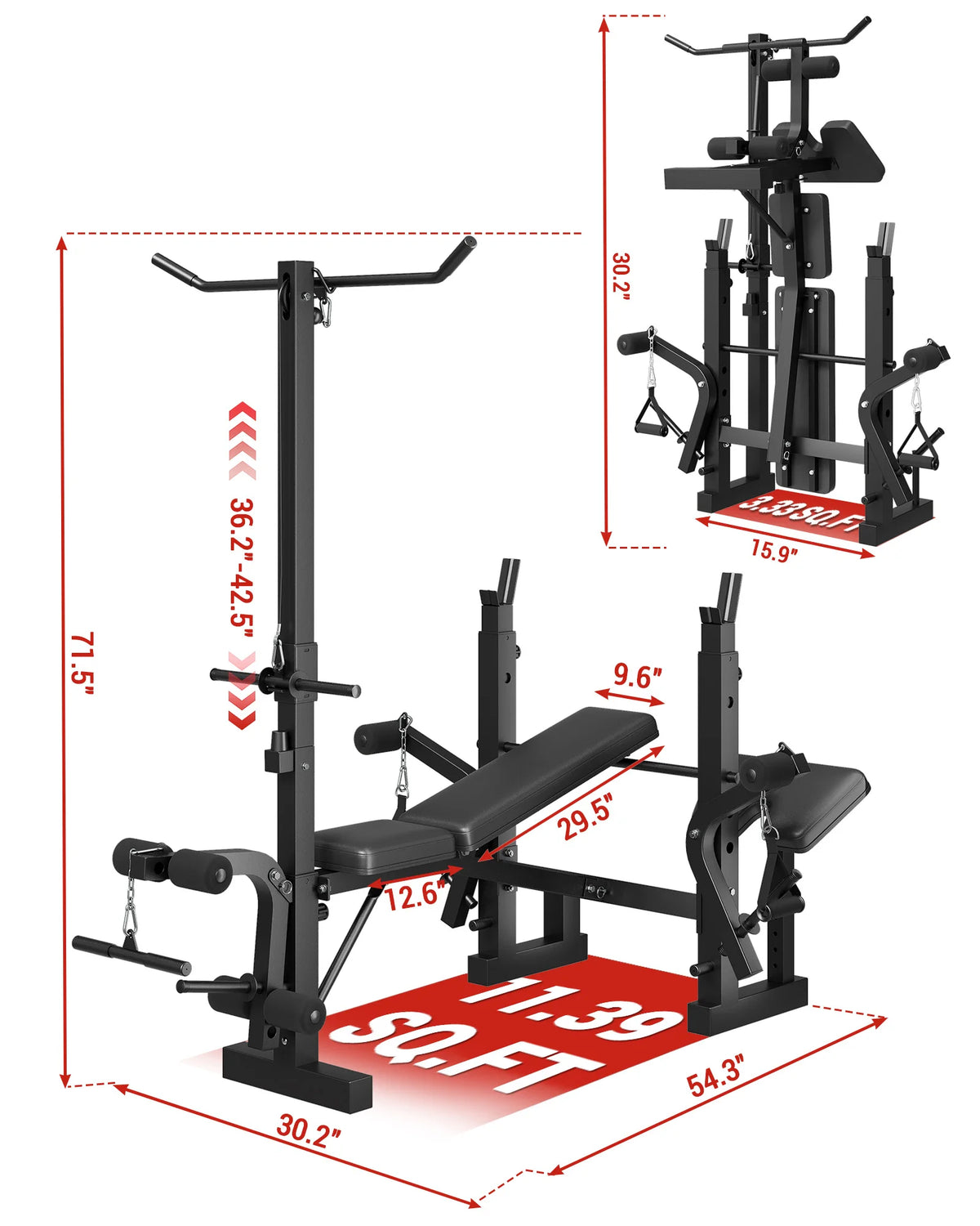 HIMISS Adjustable 4in1 Weight Bench