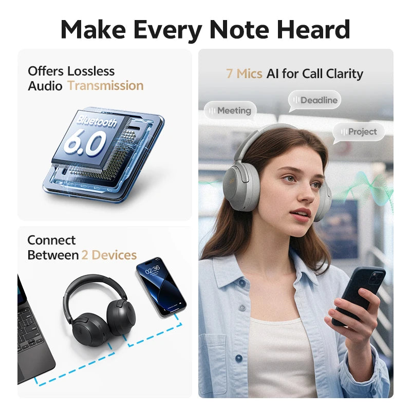 QCY H3S Wireless Headphones With Adaptive ANC