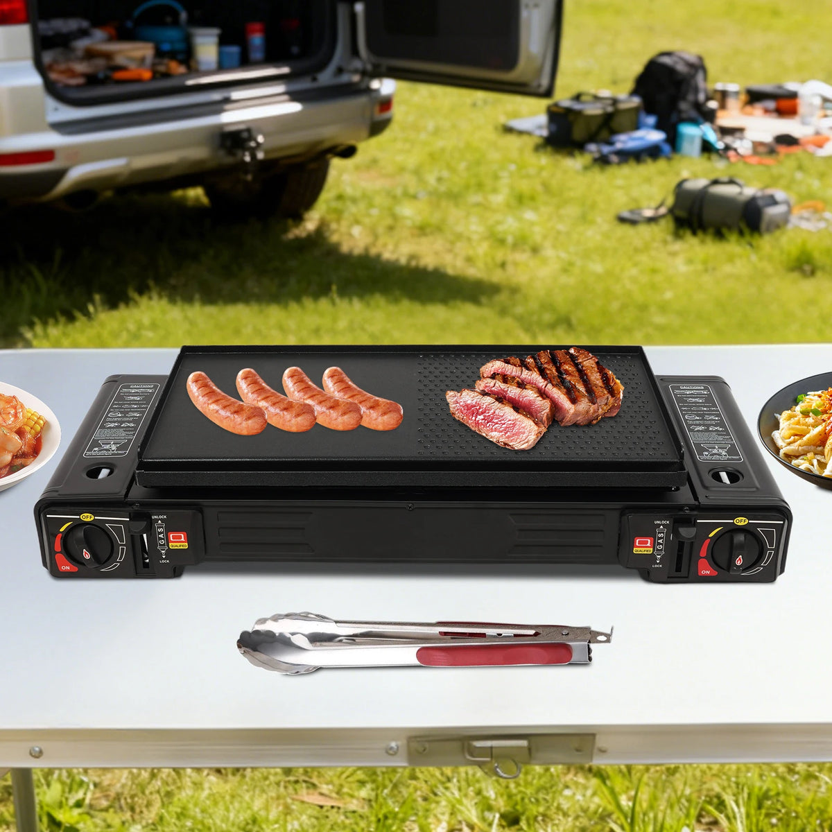 Portable Two Burner Camping Stove With Auto Ignition