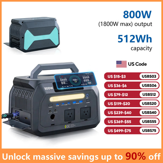 IEE Portable Power Station 512Wh 800W Generator