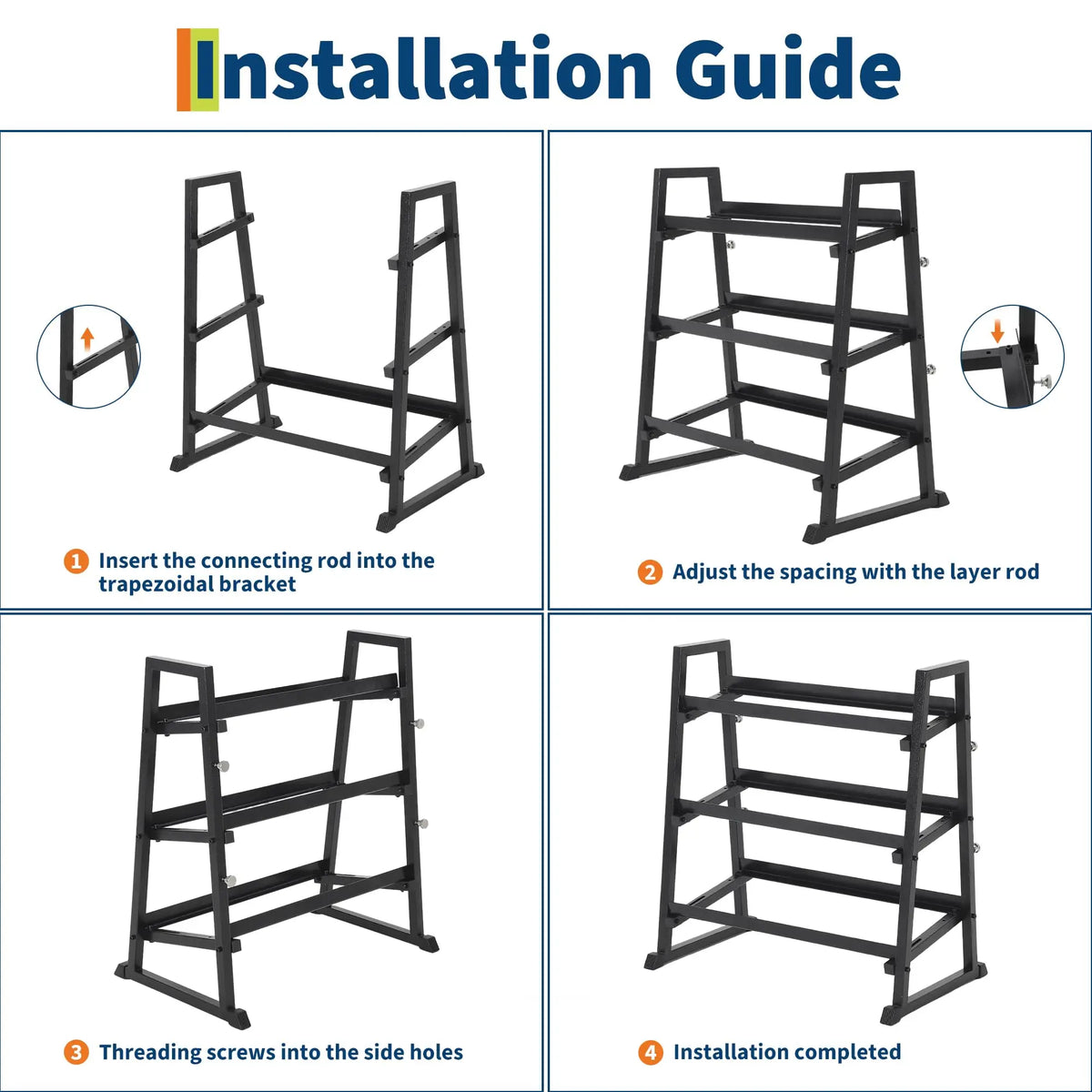 HiMISS 3-Tier Trapezoidal Dumbbell Rack With Steel Base