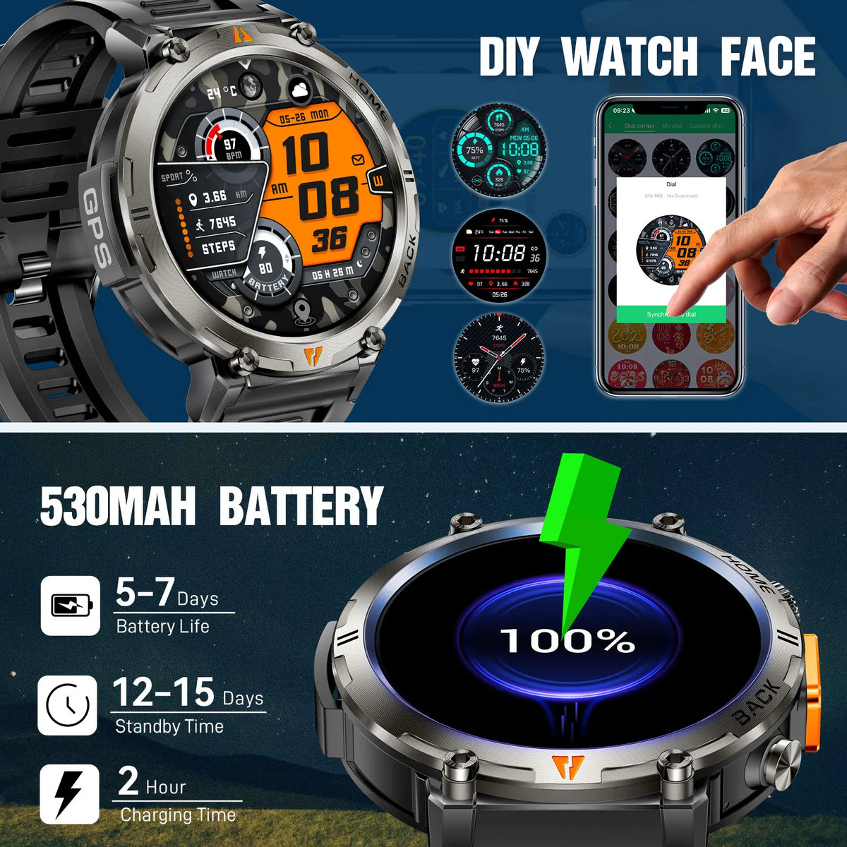 EIGIIS KE3 Bluetooth Smartwatch With Heart Rate Monitor