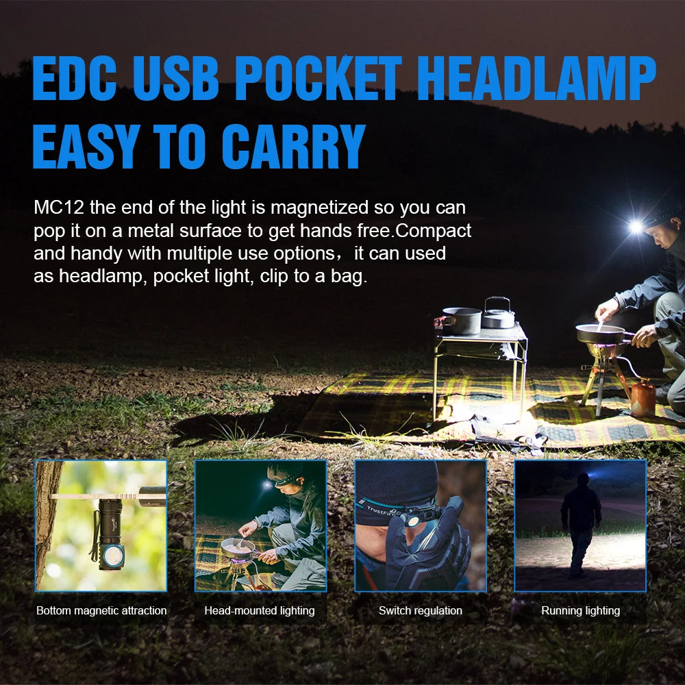 Trustfire Edc Headlamp Xpl Hi Cw Magnetic Battery