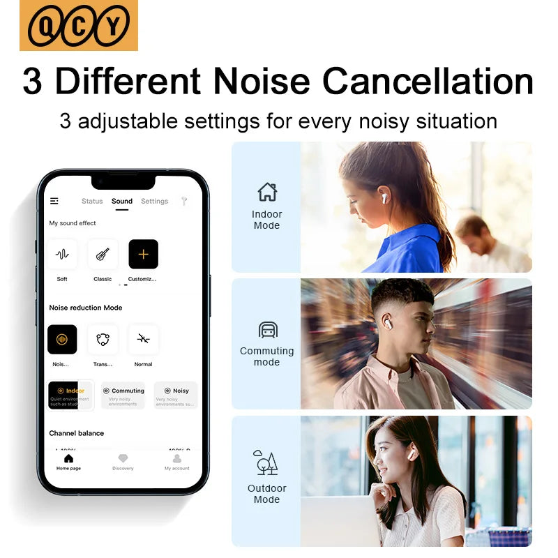 Qcy HT05 Wireless Earphones With 40Db Active Noise Canceling