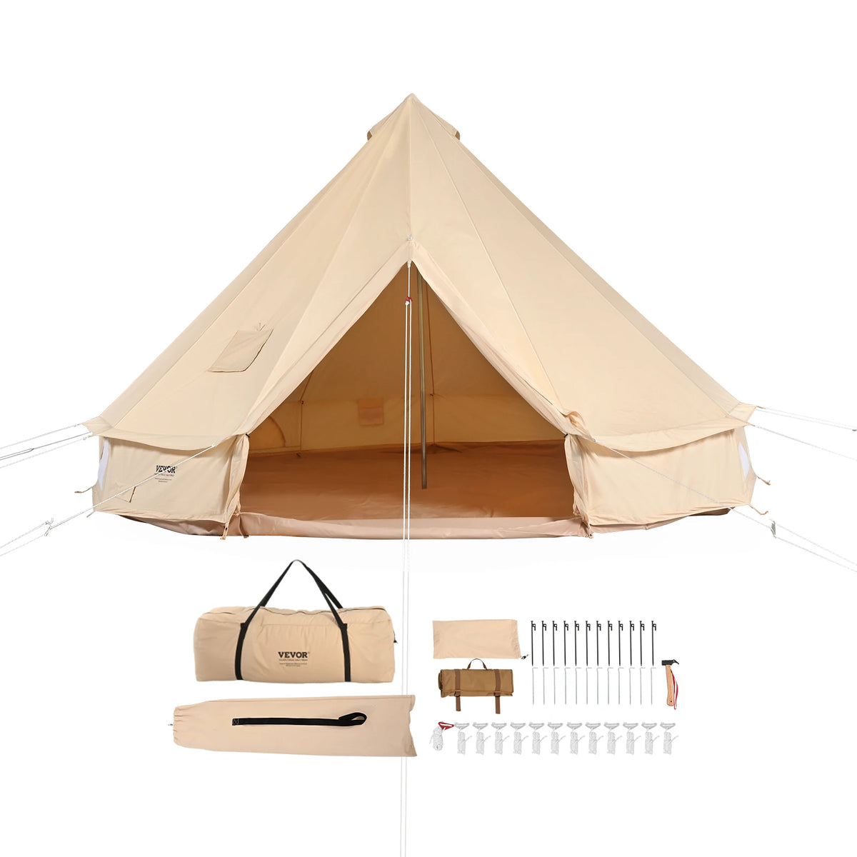 SucceBuy Breathable Canvas Bell Tent For Camping