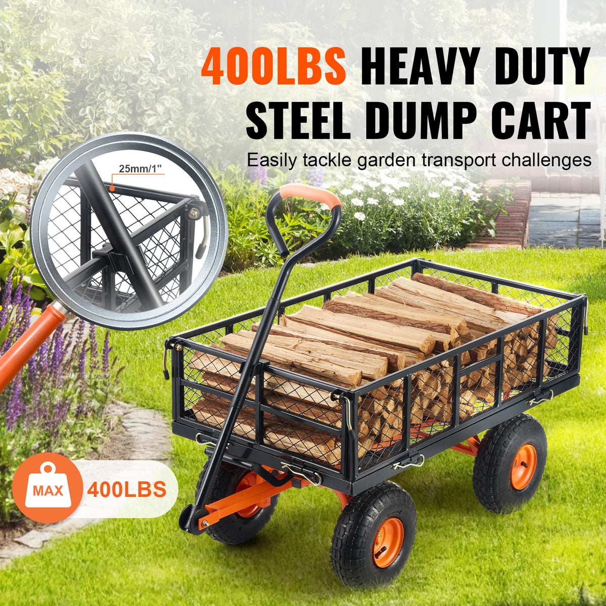 SucceBuy Heavy Duty Metal Garden Utility Wagon