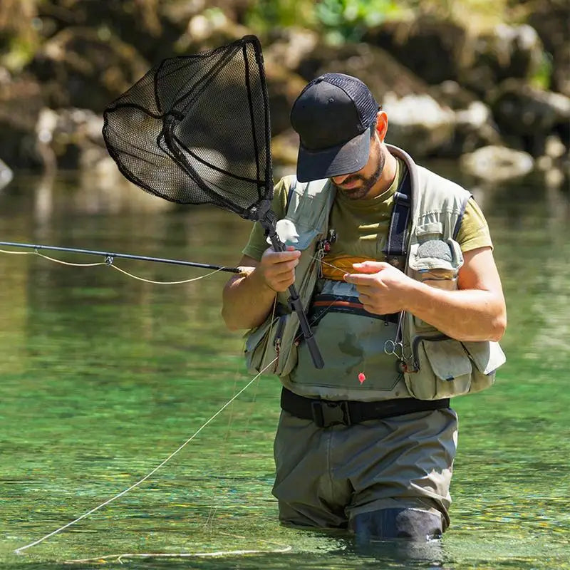 Foldable Telescoping Fishing Net For Boats And Kayaks