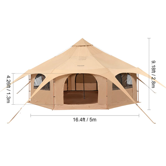 SucceBuy Breathable Canvas Bell Tent For Camping