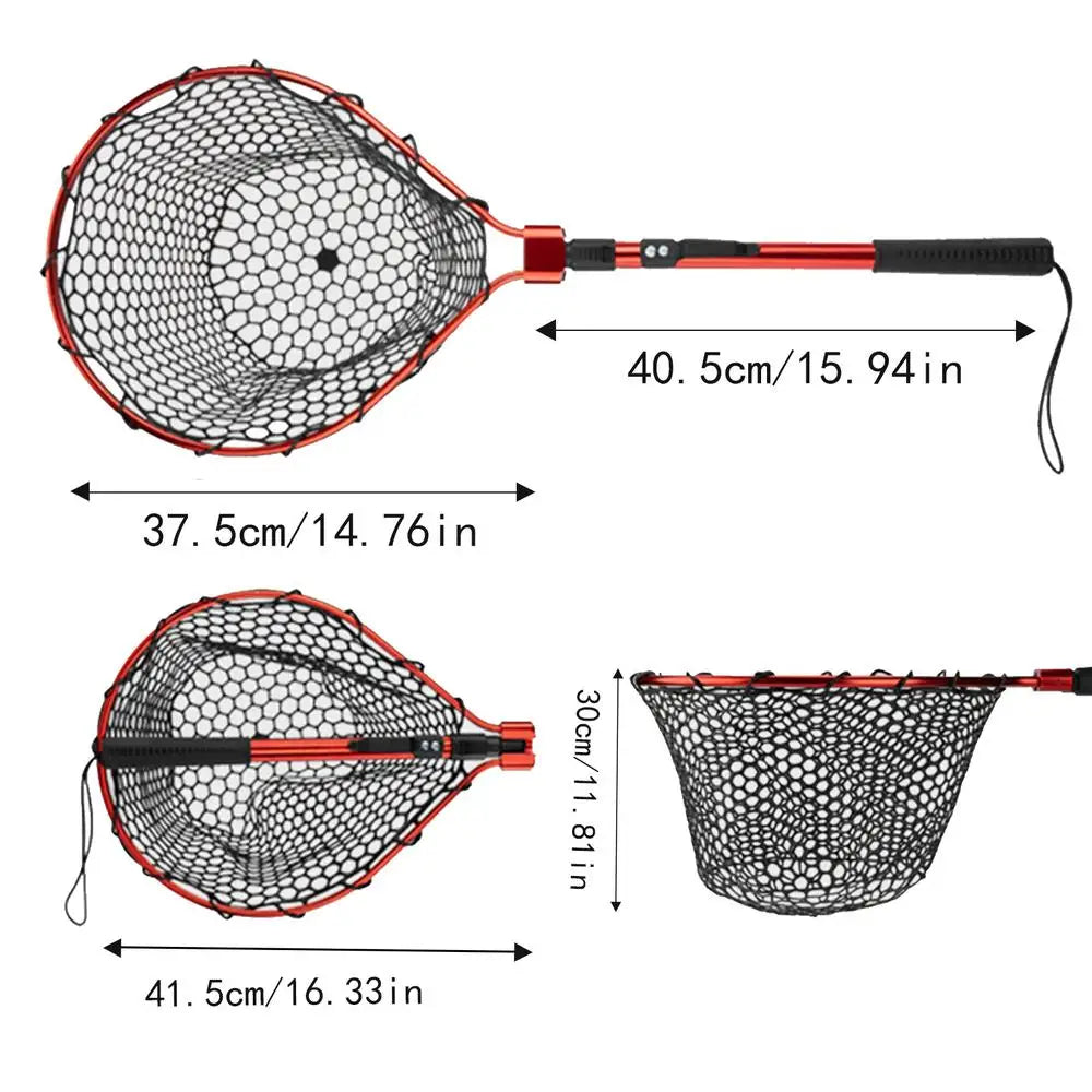 Folding Aluminum Fishing Net With Silicone Mesh And Handle