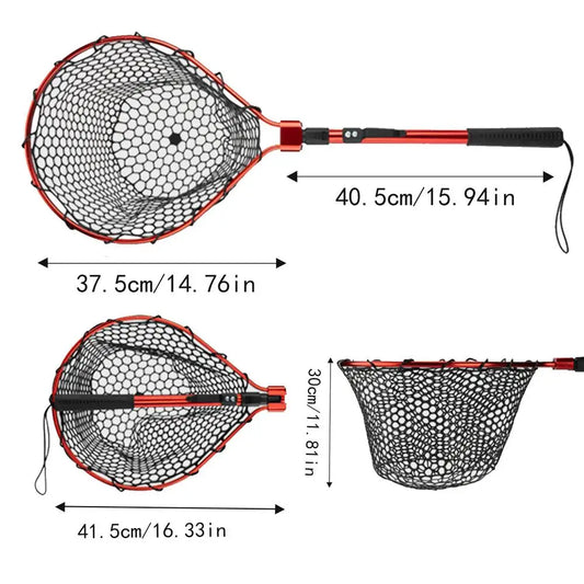 Folding Aluminum Fishing Net With Silicone Mesh And Handle