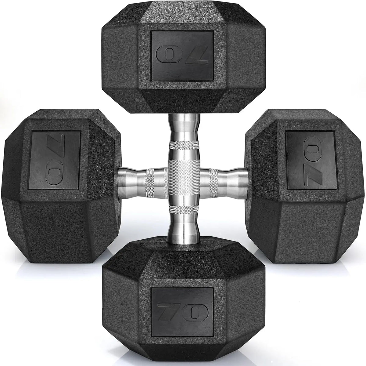 Rubber Hex Dumbbell Hand Weight Set Cast Iron