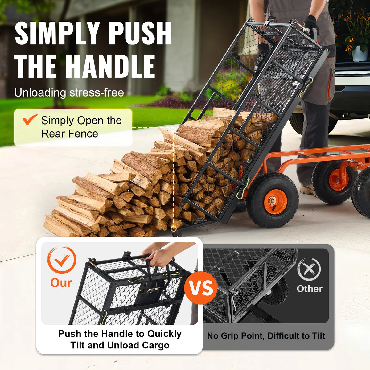 SucceBuy Heavy Duty Metal Garden Utility Wagon