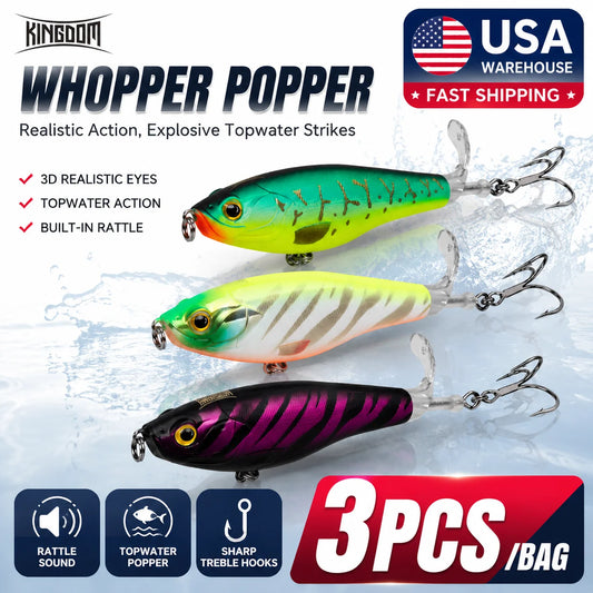 Kingdom 3Pcs Floating Fishing Lures With Rotating Tail